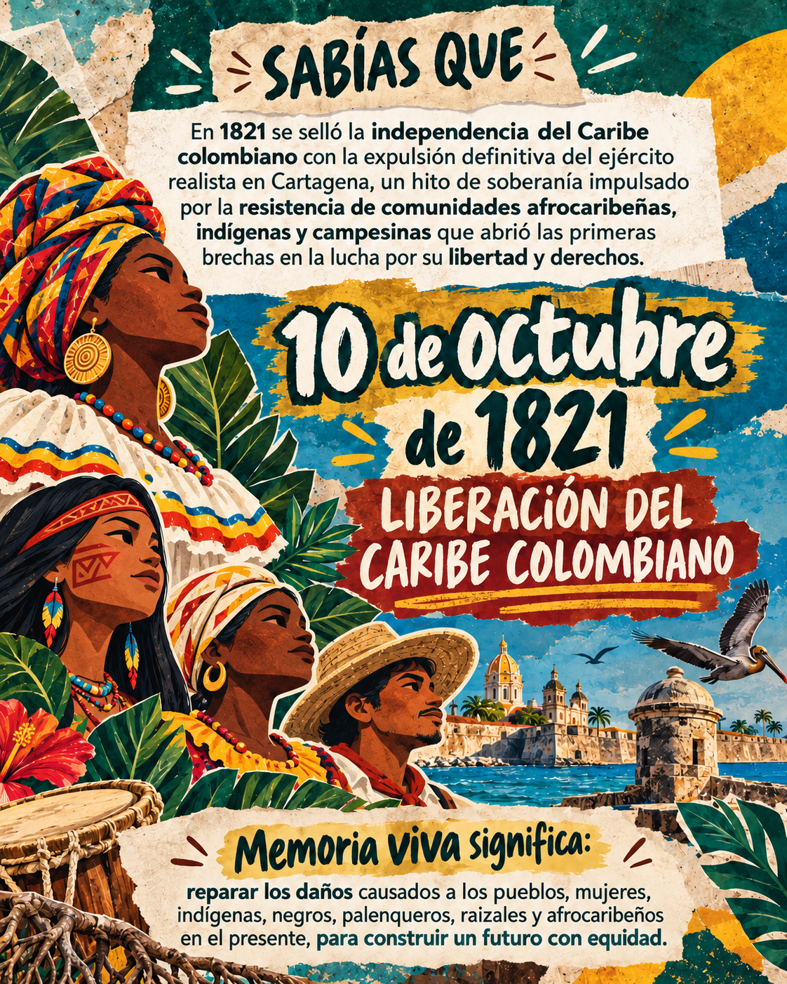Publicación de COLEMAD del 10 de octubre sobre la memoria y la liberación del Caribe colombiano