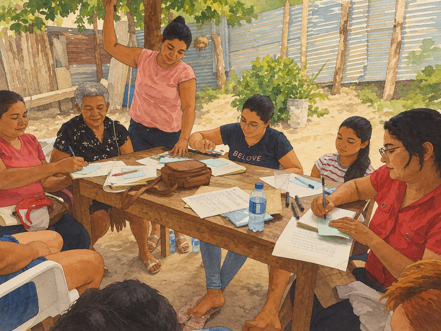 Encuentro comunitario bajo un árbol